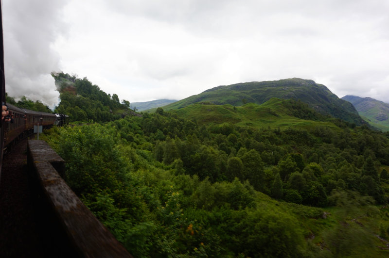 Glenfinnan viaduct from the Harry Potter train, Scotland
