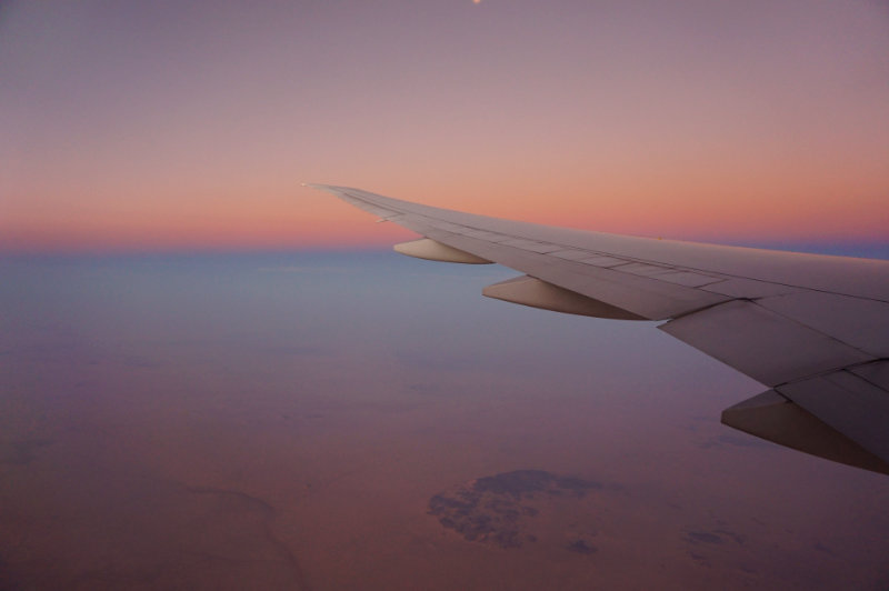 Sunset over Africa from flight