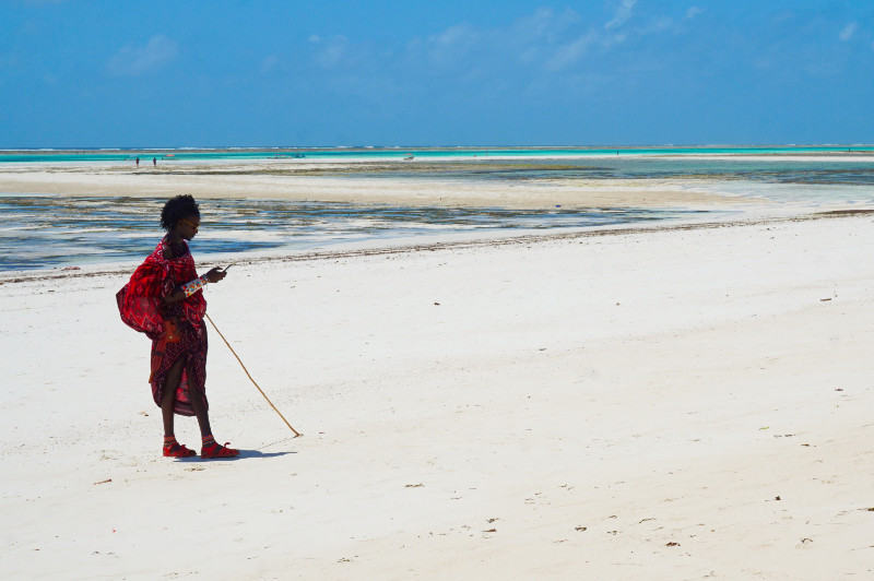 Maasai on the beach, Zanzibar, Tanzania