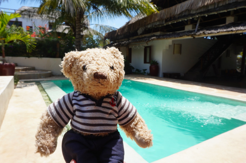 Gulliver by the pool in Zanzibar, Tanzania