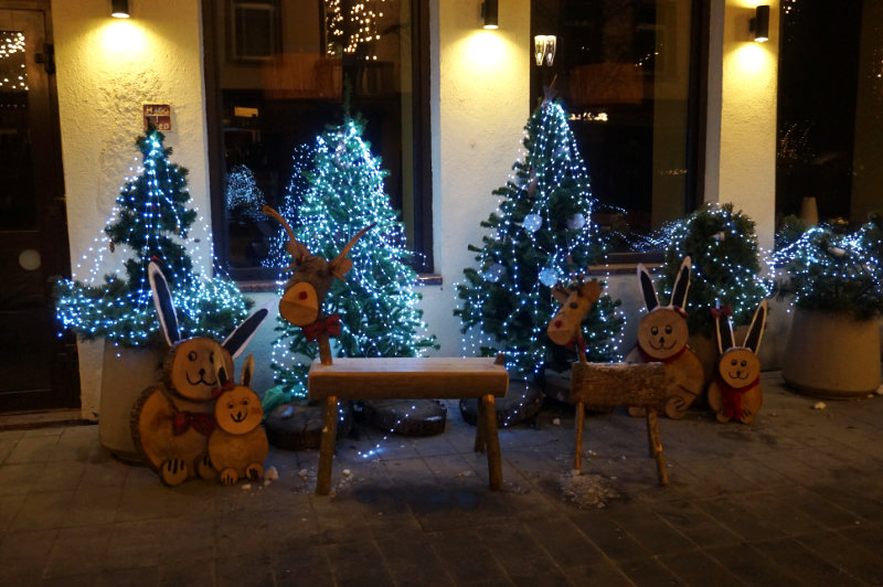 Christmas decorations outside a shop, Kaunas, Lithuania