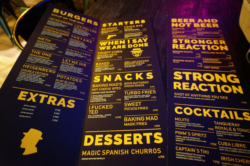 Baking Mad Hidden Lab restaurant menu, Kaunas, Lithuania