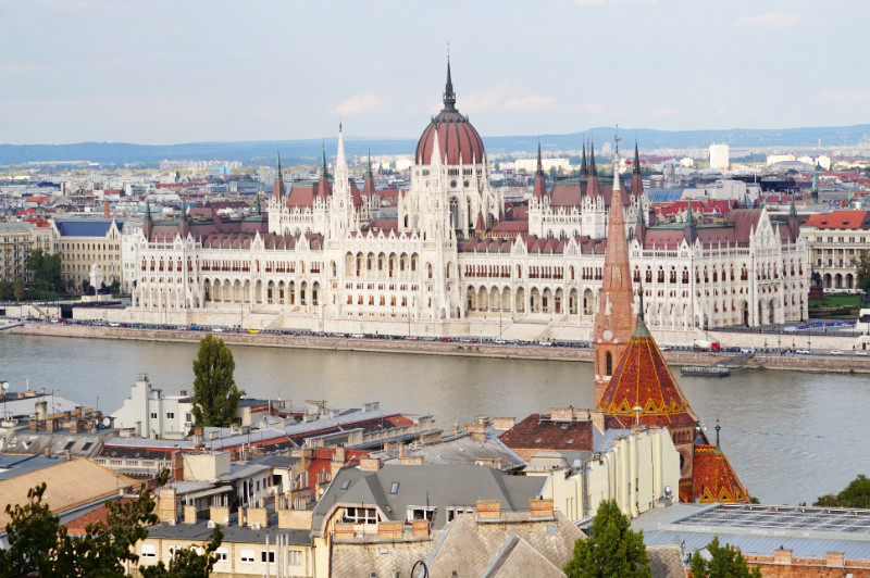 View of Parliament from Fisherman's Bastion, Budapest, Hungary