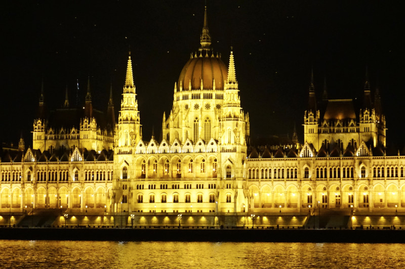 Hungarian Parliament at night, Budapest, Hungary
