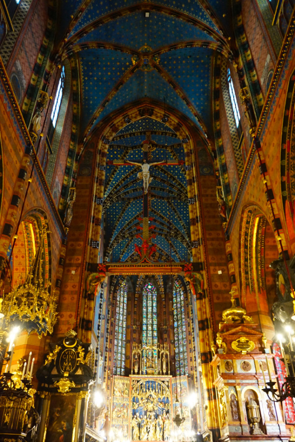 Inside St Mary's Basilica, Krakow, Poland