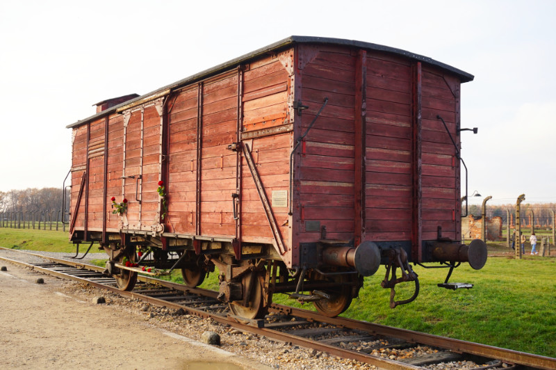 Cart with roses, Auschwitz II Birkenau, Poland