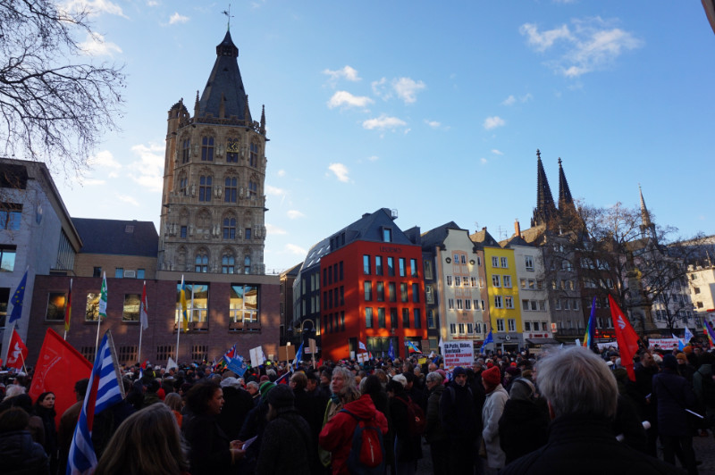 Protests in Alter Markt, Cologne, Germany