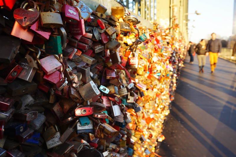 Padlocks on Hohenzollern Bridge, Cologne, Germany