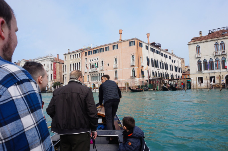 Traghetto crossing the Grand Canal, Venice, Italy