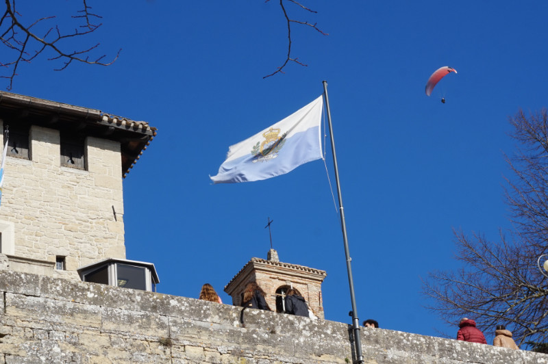 Paraglider over San Marino
