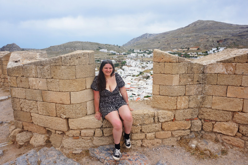 View over Lindos from the Acropolis, Lindos, Rhodes, Greece