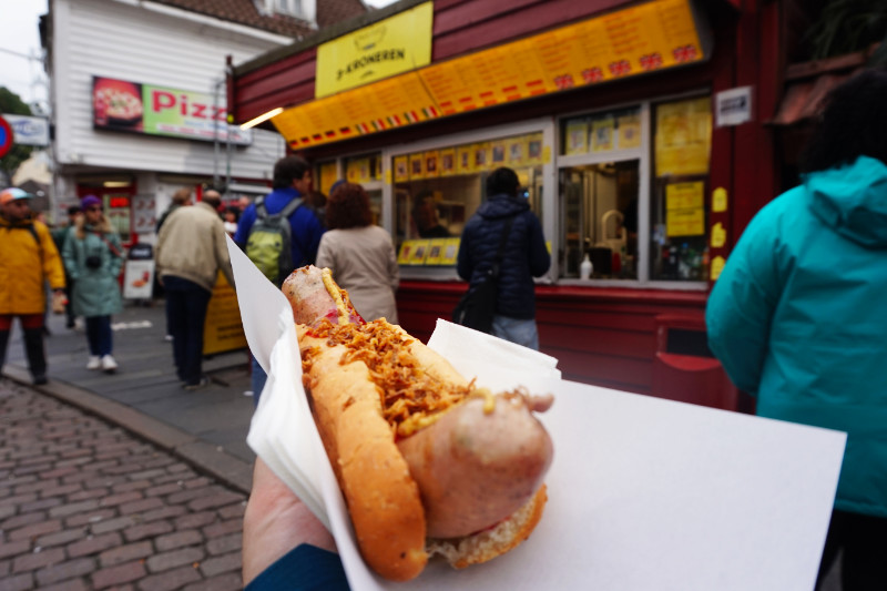 Trikroneren hot dog stand, Bergen, Norway