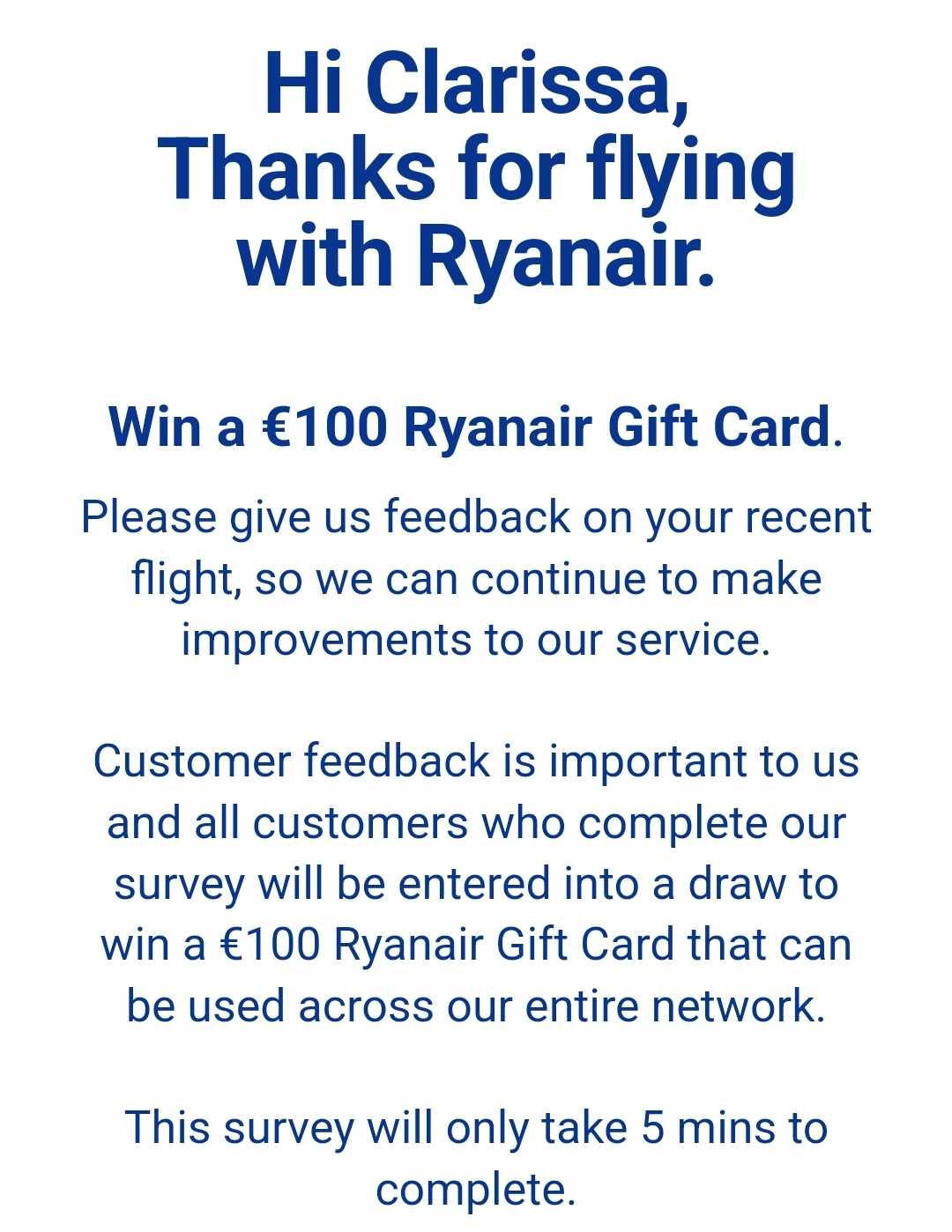 Ryanair email