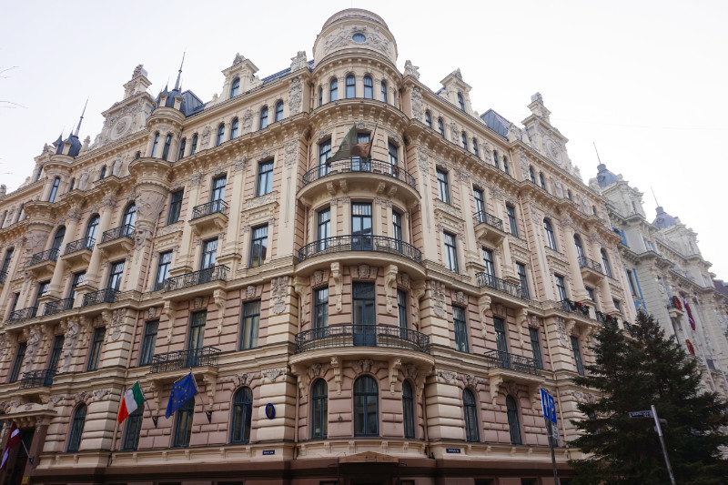 Corner of Albert Iela amazing art nouveau architecture, Riga, Latvia