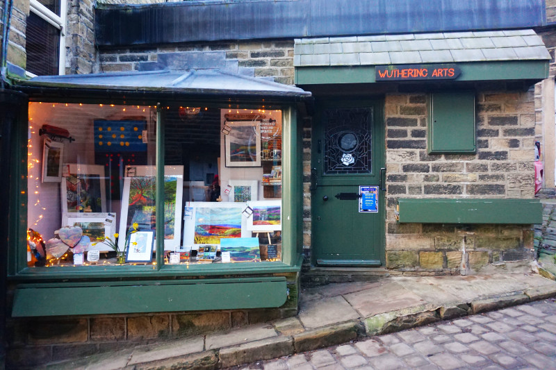 Shop front with Wuthering Arts, Haworth, Yorkshire