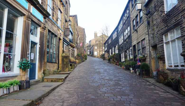 Looking up Haworth High Street, Yorkshire