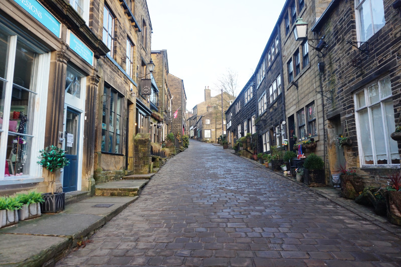 Looking up Haworth High Street, Yorkshire