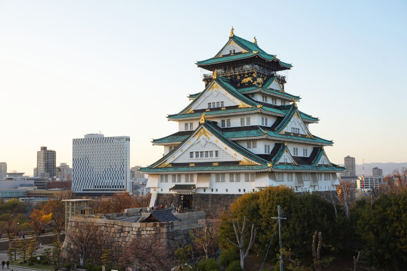 Osaka Castle at sunset, Japan