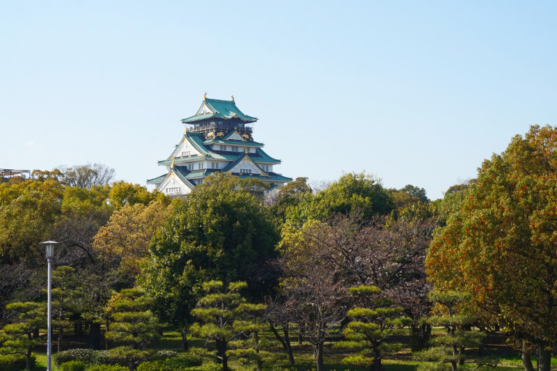 Osaka Castle from the park, Japan