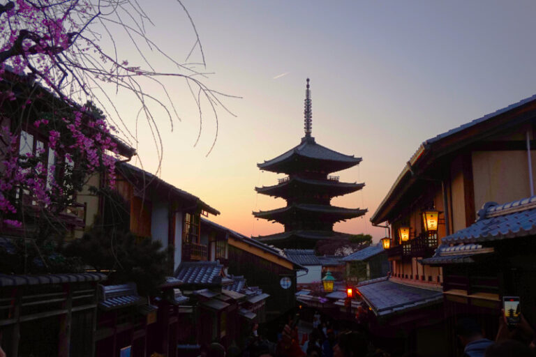 Sunset above Hokanji temple, Gion, Kyoto, Japan