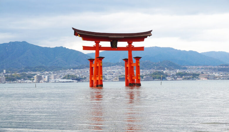 Itsukushima shrine torii gate on Miyajima Island, Japan