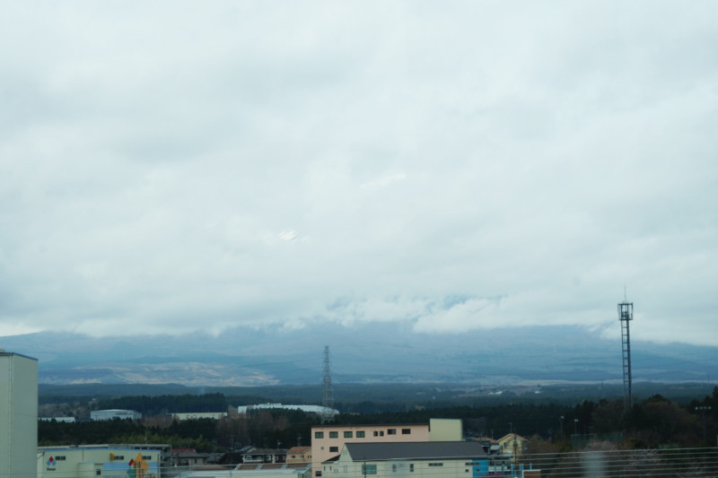 Mount Fuji when we arrived - it's not really there, it's just cloud. You can see about an inch on the left.