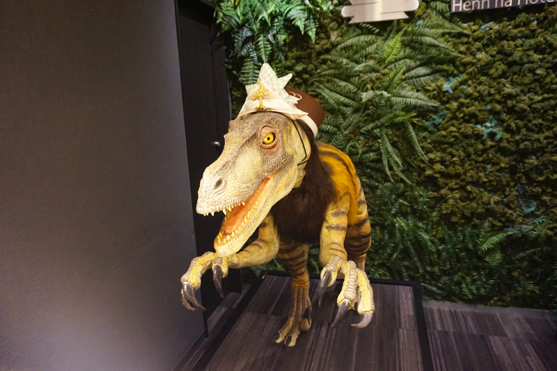 Dinosaur robot receptionist, Henn Na Hotel, Maihama, Tokyo, Japan
