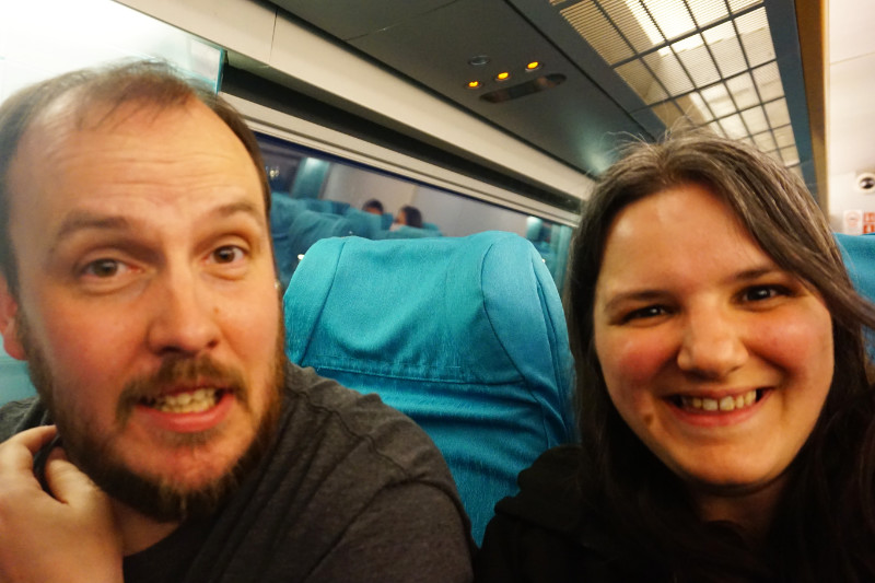 On the maglev, sitting backwards going 300km/hr, Shanghai, China