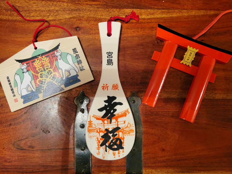 Shrine emas and rice paddle from Japan