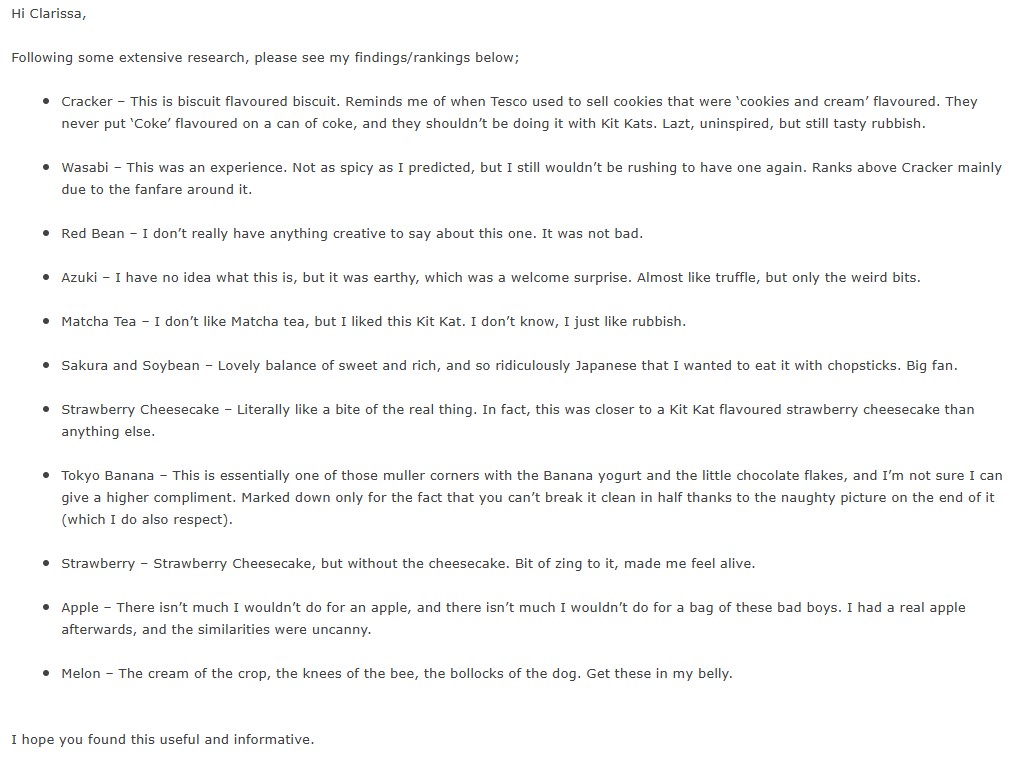 Review of Japanese KitKats