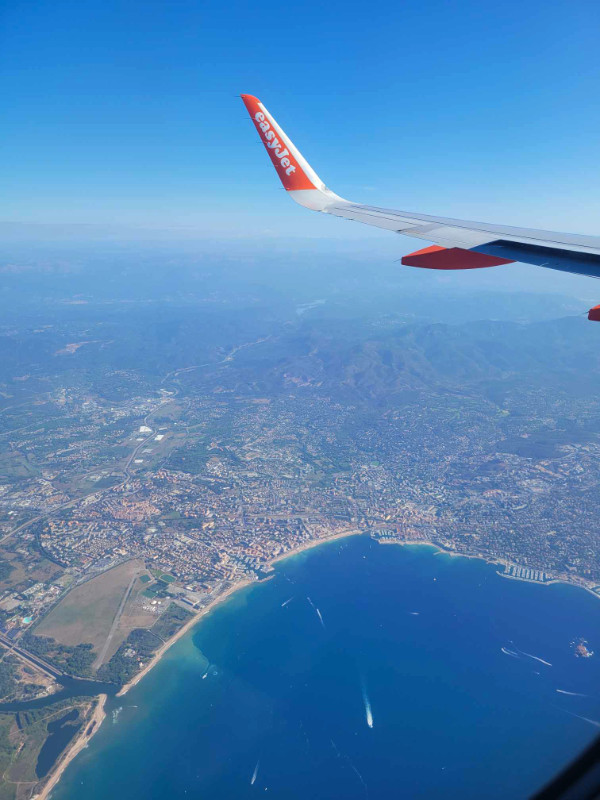 Flying over the French coast