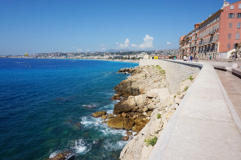 Coastal walk from the marina to the beach, Nice, France