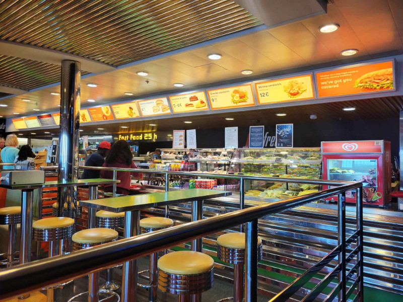25H fast food canteen, Victoria I from Helsinki to Tallinn ferry cruise