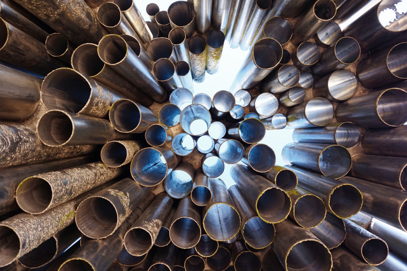 Sibelius Monument, Helsinki, Finland. Photo is taken from below, looking up through all the pipes in a really cool pattern.