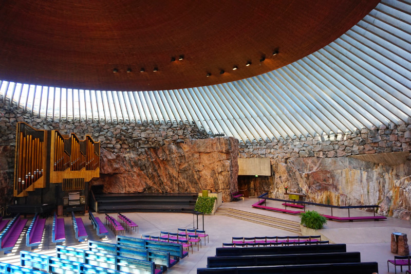 Temppeliaukio rock church, Helsinki, Finland