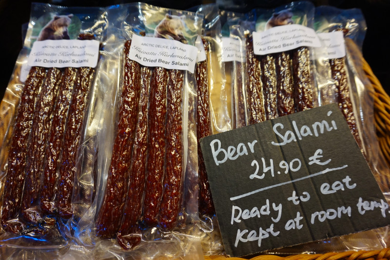 Bear salami at Vanha Kauppahalli, Helsinki, Finland