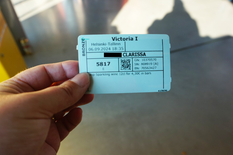 Ticket for the Victoria I from Helsinki to Tallinn ferry cruise