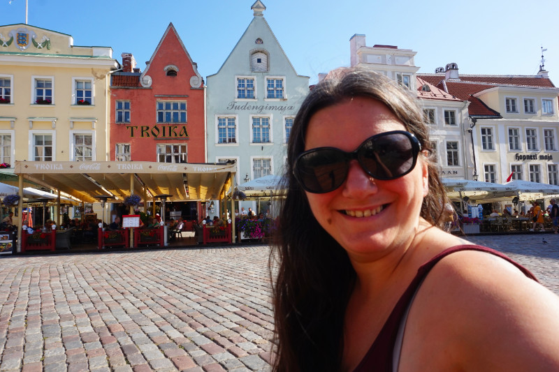 Me relaxing in the Old Town Square, Tallinn, Estonia