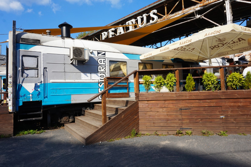 Train carriage at Depoo market, Tallinn, Estonia