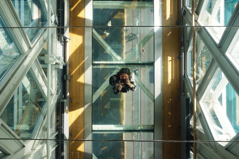 On the glass platform, Tower Bridge, London