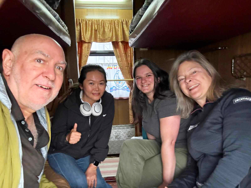 With my cabin-mates on the train from Bucharest to Moldova