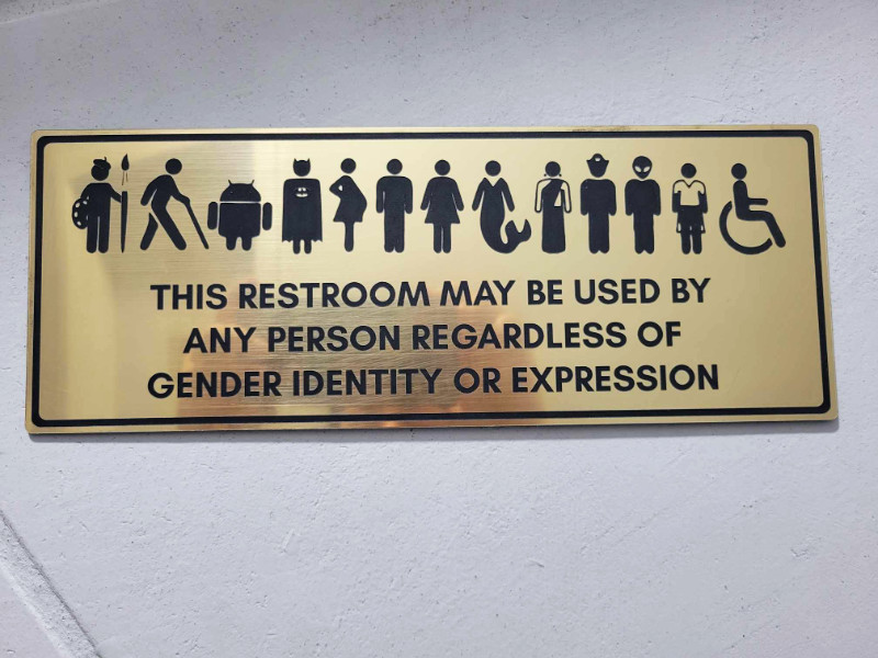 Toilet sign in Grand Cafe Van Gogh, Bucharest, Romania