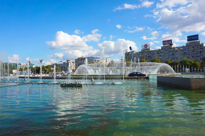 Piata Unirii fountains, Bucharest, Romania