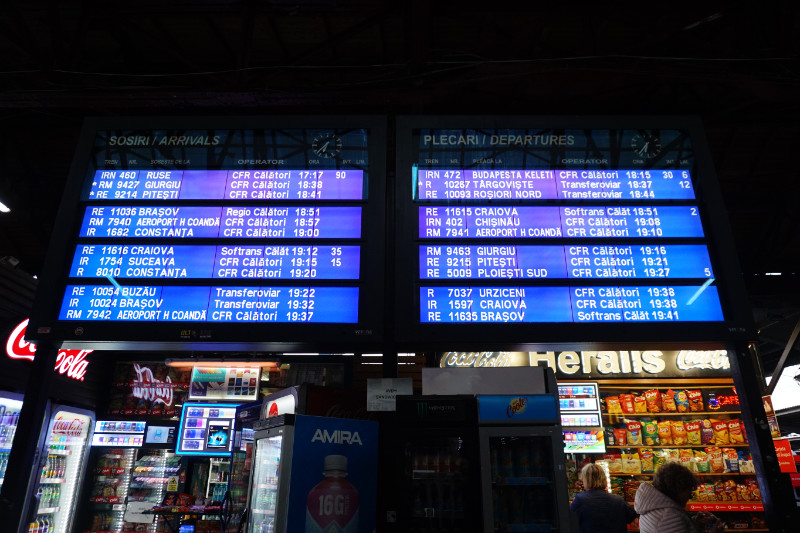 Departure board at Gara du Nord, Bucharest, Romania