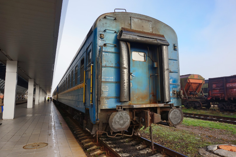 The train from Bucharest to Chisinau, pulled in to Chisinau station, Moldova