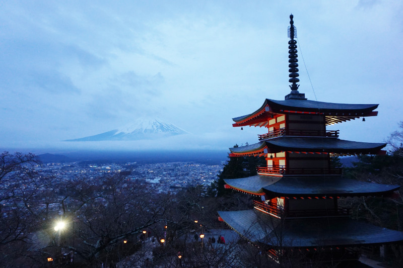 Mount Fuji from Chureito Pagoda, Japan