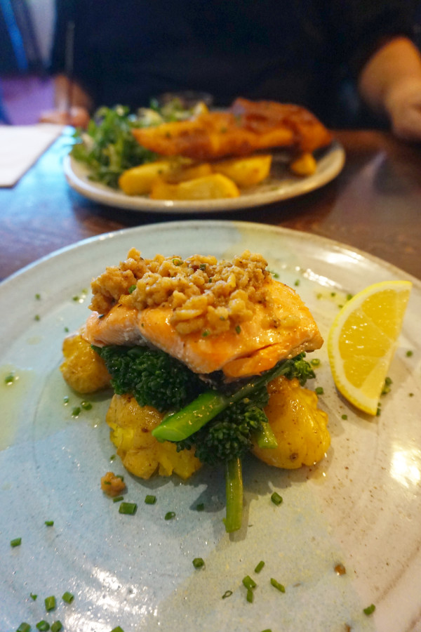 Salmon dish at Castlebay Hotel, Barra, Scotland