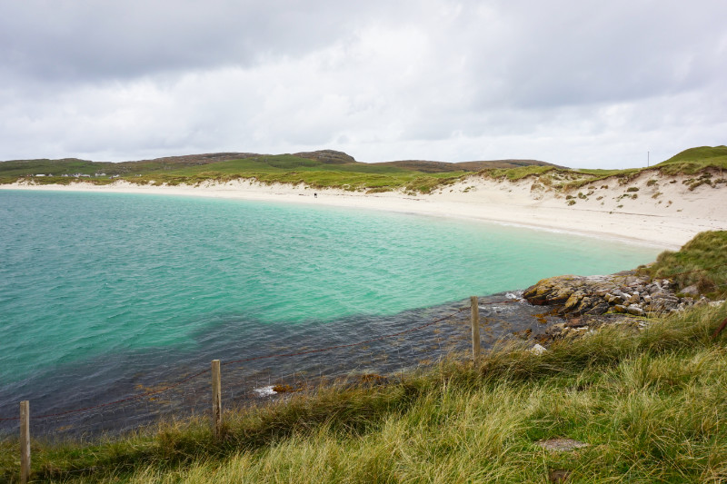 Traigh a Bhaigh beach from the road, Vatersay, Scotland
