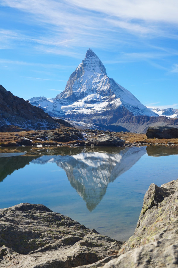 Smaller lake at Riffelsee with Matterhorn reflection, Zermatt, Switzerland