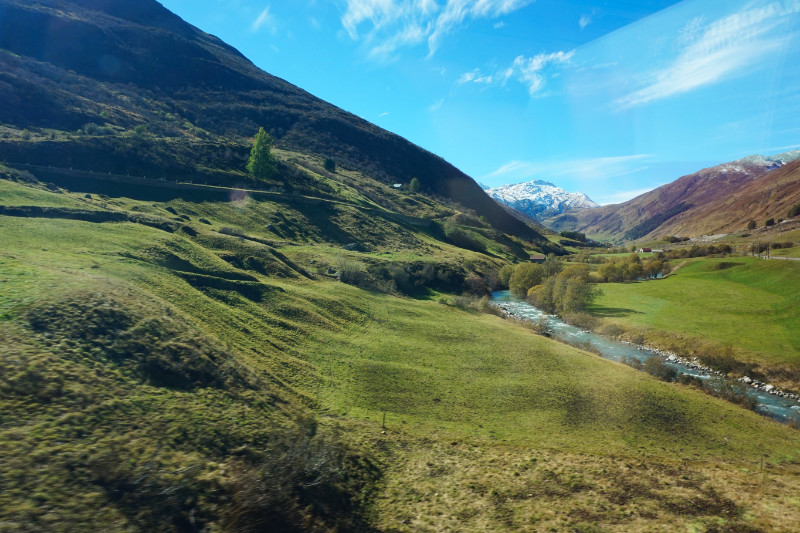 View from Glacier Express train near Andermatt, Switzerland